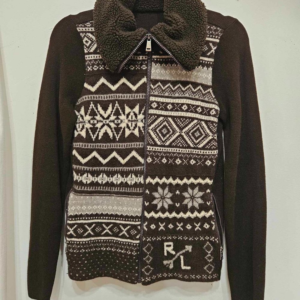 Ralph Lauren Brown Zip Up Knit - Picture 2 of 3